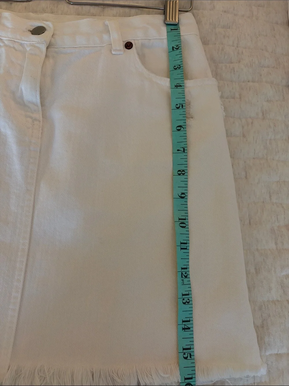 J. Crew White Denim Mini Skirt with Frayed Hem